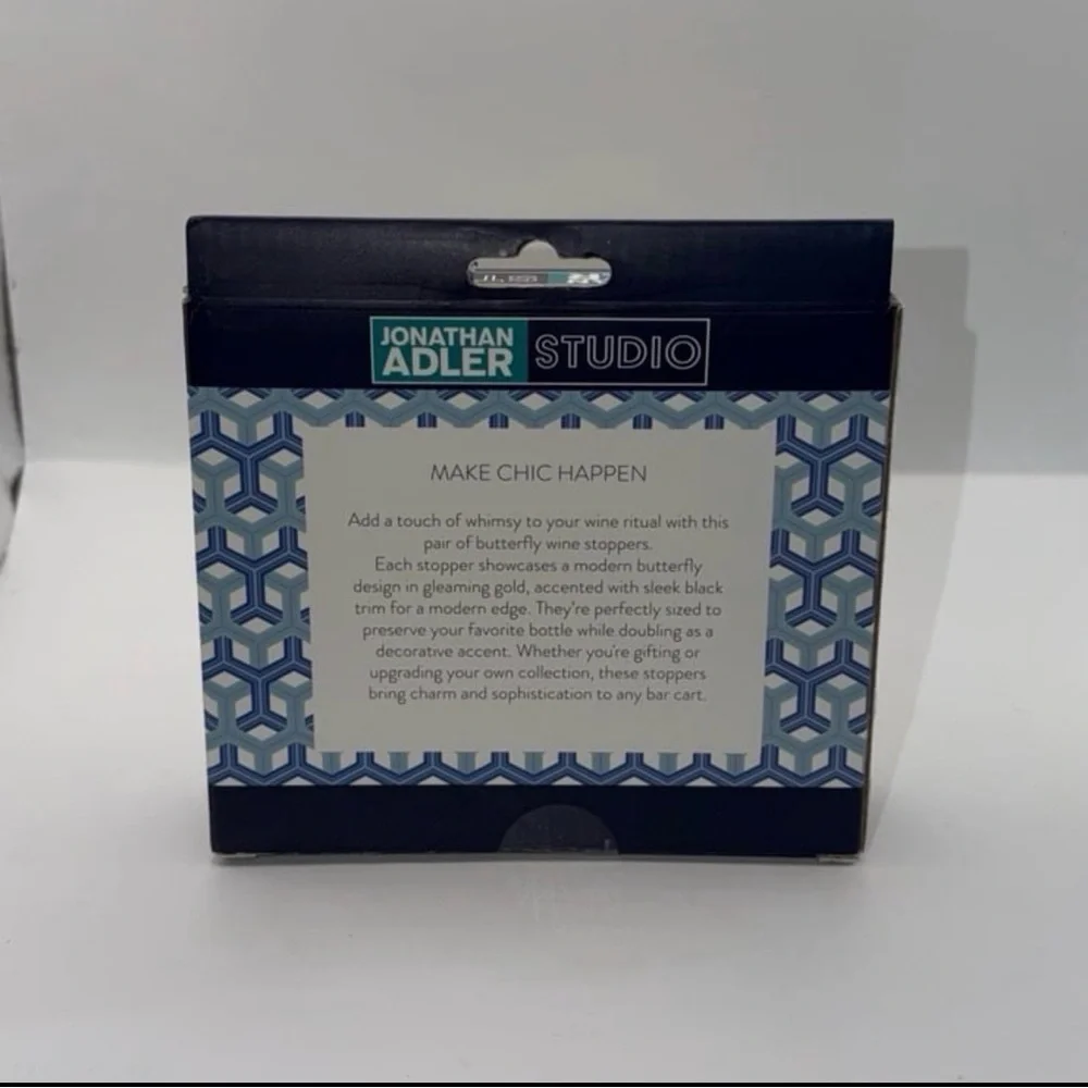 NEW Jonathan Adler Studio Gold Butterfly Wine Bottle Stops